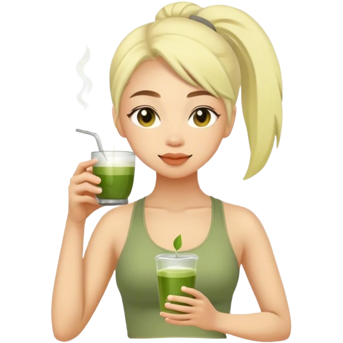 Girl going to yoga drinking matcha emoji