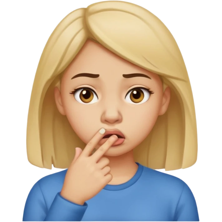 create a girl who is pinching her nose because she is smelling something bad emoji