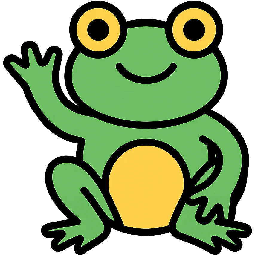 smiling frog waving emoji