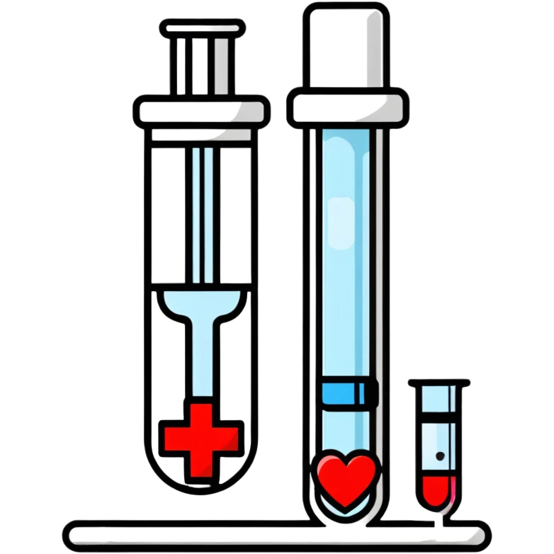 Friendly sticker design of sexual health clinic symbol with red cross, test tube, and heart icon emoji