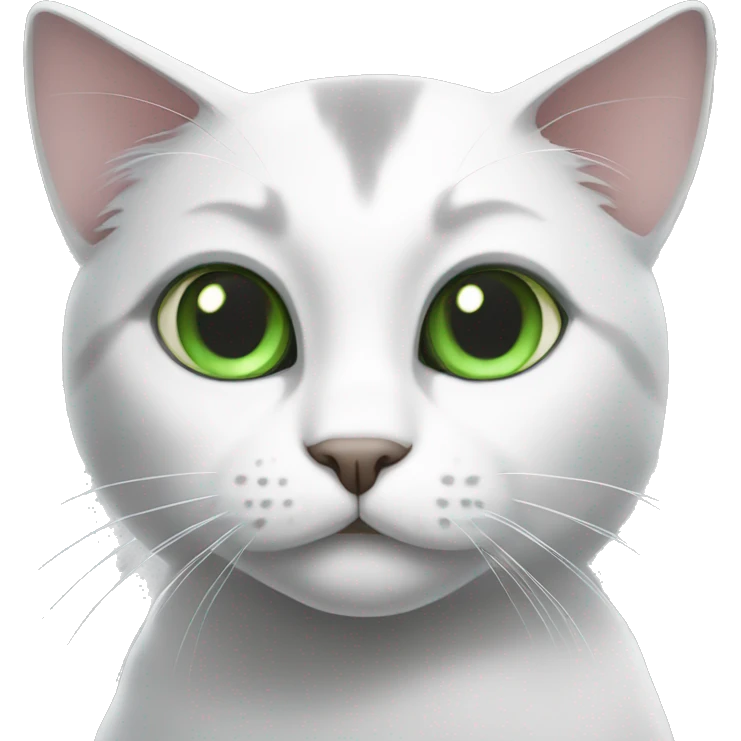 Grey and white cat with green eyes emoji