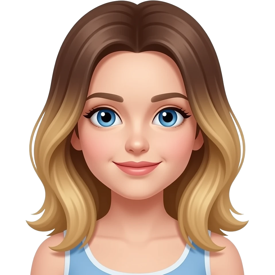 Brown Hair ends blonde hair blue eyes girl emoji emoji