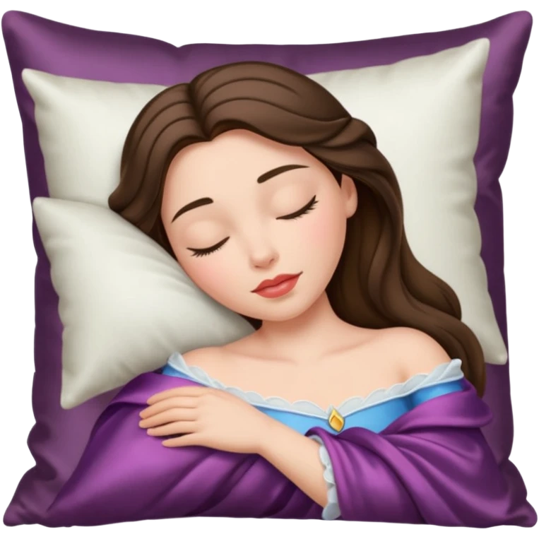 sleeping beauty brunette white girl with a silk pillow emoji
