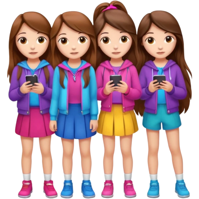 group of cute teenage girls with long hair emoji