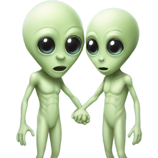 Two aliens holding hands emoji
