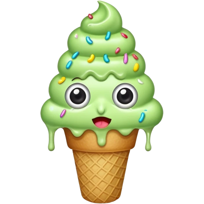 green ice cream with eyes and sprinkles emoji