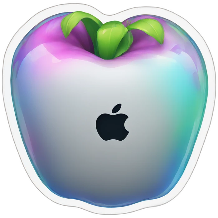 3d macbook inside a bubble sticker emoji