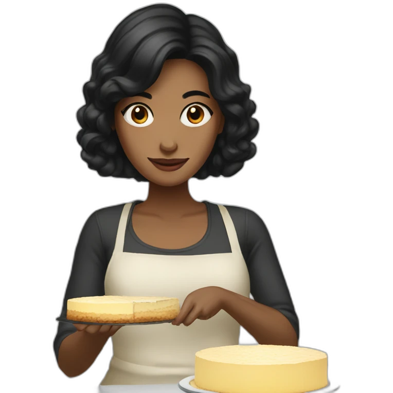 Woman with black hair Preparing cheescake emoji