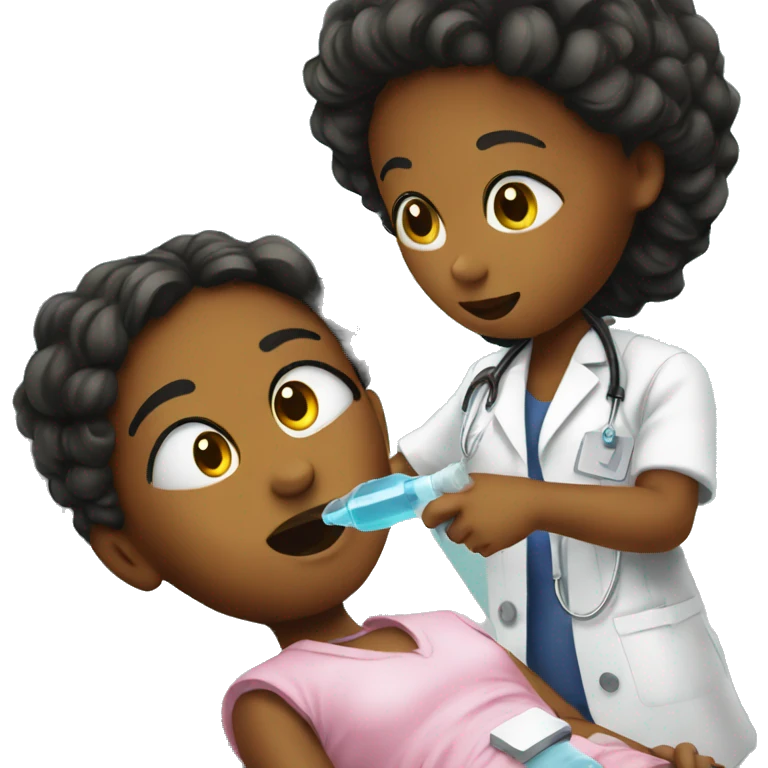 Girl getting iv at doctors emoji