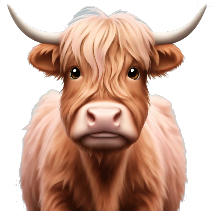 cute highland cow with pale pink biw emoji