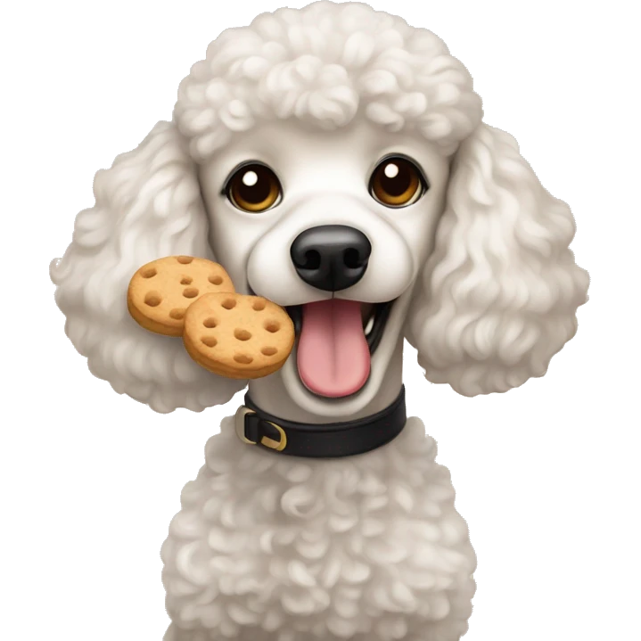 cream mini poodle eating biscuits  emoji