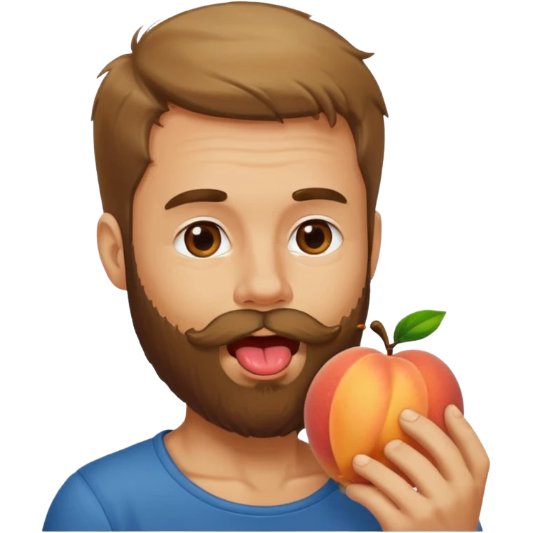 Man with beard licking peach emoji