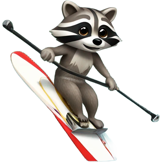 Raccoon water skiing ￼ emoji