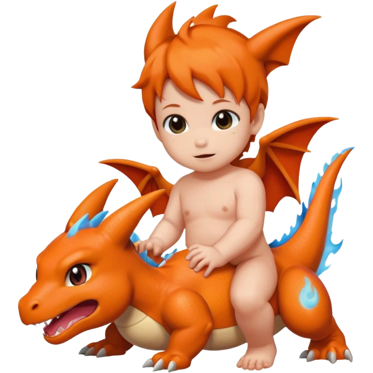 Bambino che gioca con charizard  emoji