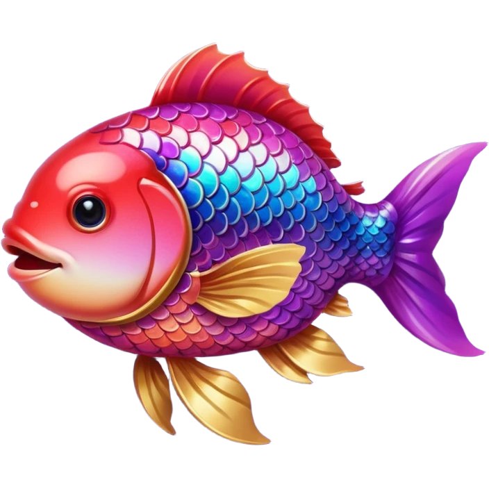 color gradient between red and purple glitter cute happy fish carp emoji