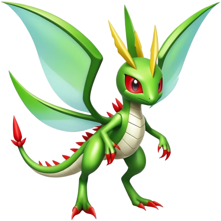 Cute Cool Edgy Shiny Futuristic Ethereal Legendary Kartana-Digimon-Flygon-hybrid full body emoji