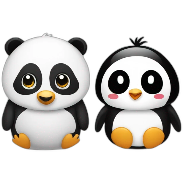 Panda and penguin couple emoji