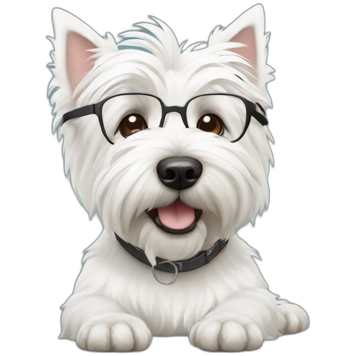 west highland white terrier with glasses emoji