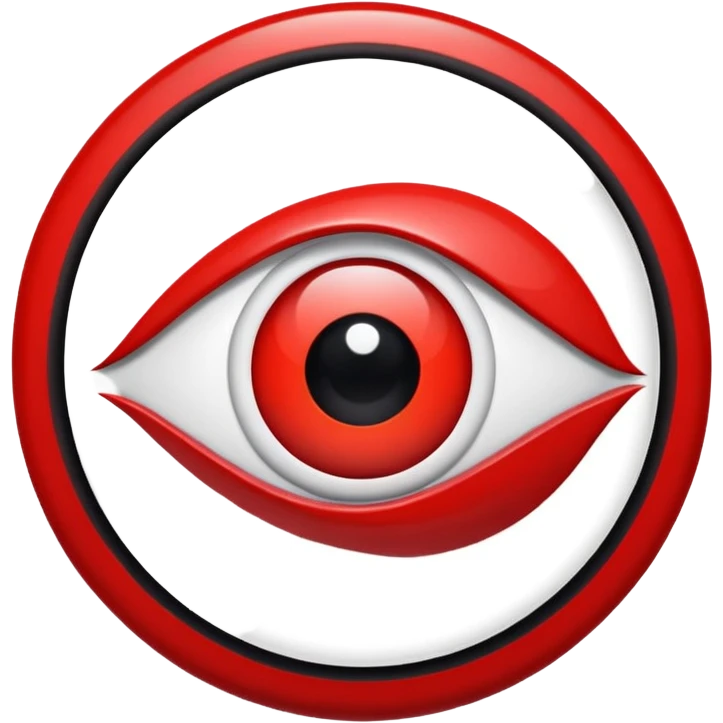 Red circle with a white circle inside and inside the white circle is a black circle like an evil eye nazar emoji