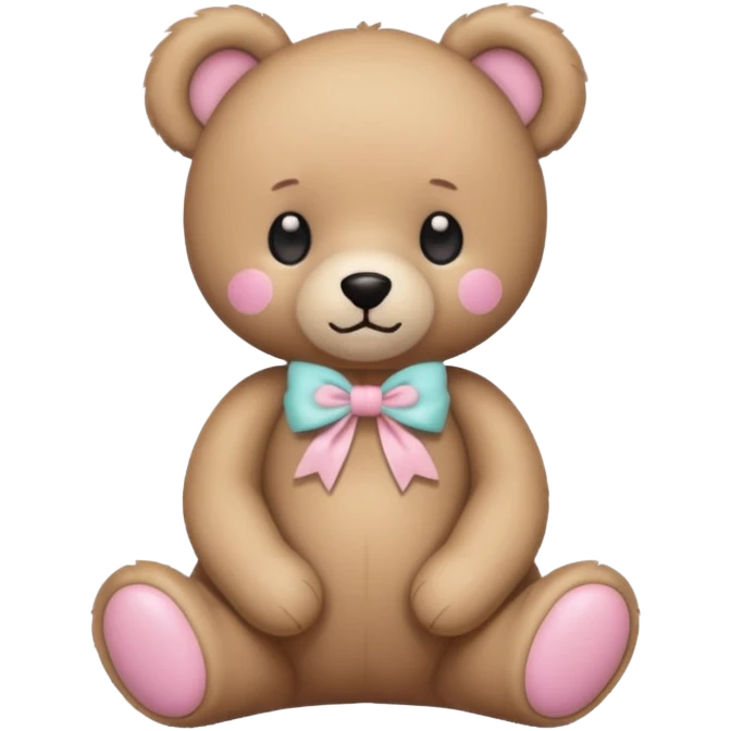teddy bear with pastel pink bow emoji