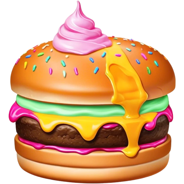 Melted neon  ice cream burger slice emoji