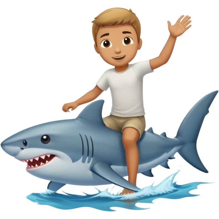 Boy riding shark emoji