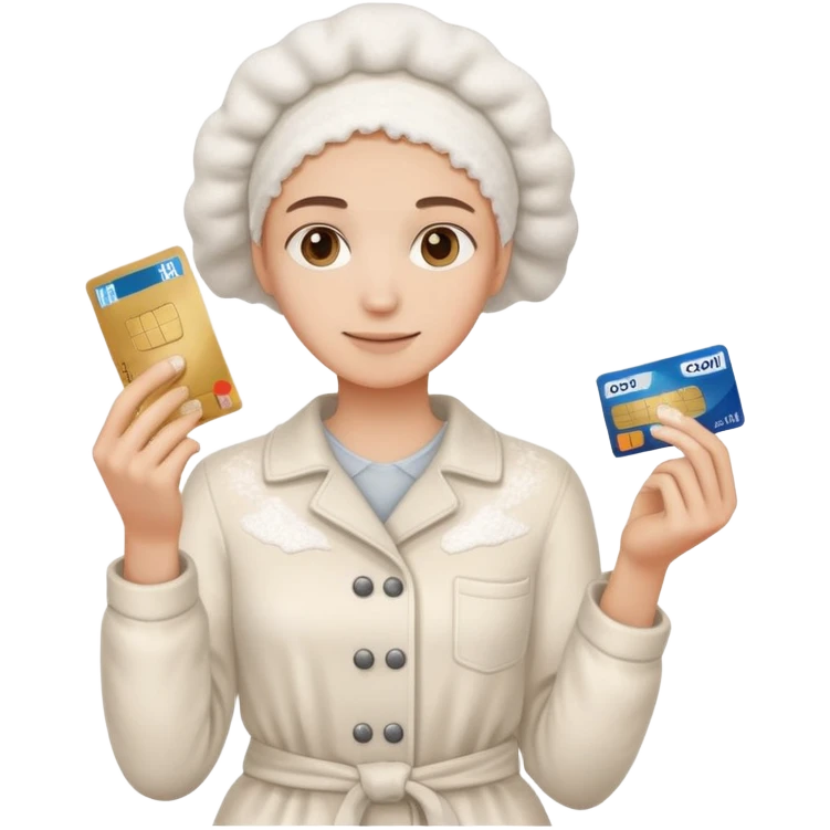 person holding credit card with flour  emoji