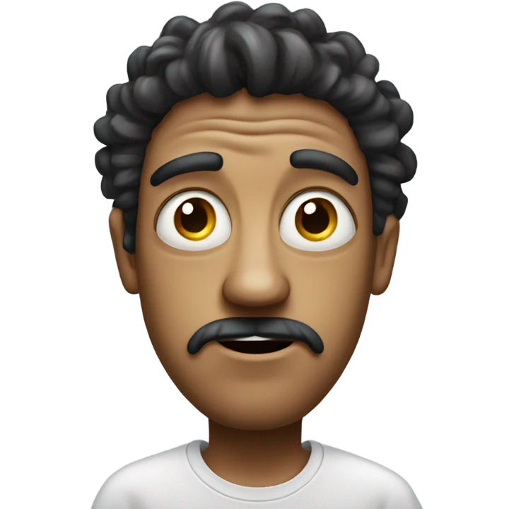 Guy with weird eyes with droopy eyes and droopy face and wild crazy hair  emoji