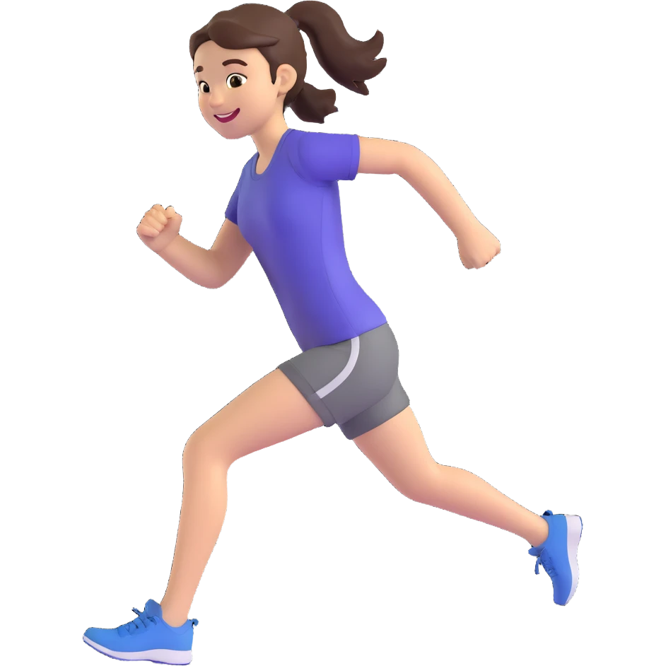 sporty girl running in athletic gear smiling energetic emoji