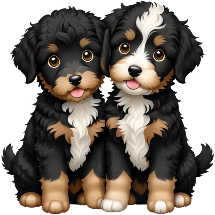 Two black aussiedoodle puppy emoji