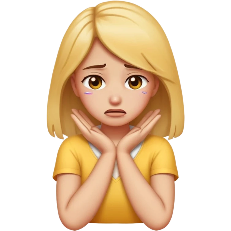 A girl arms crossed hands on neck crying emoji emoji