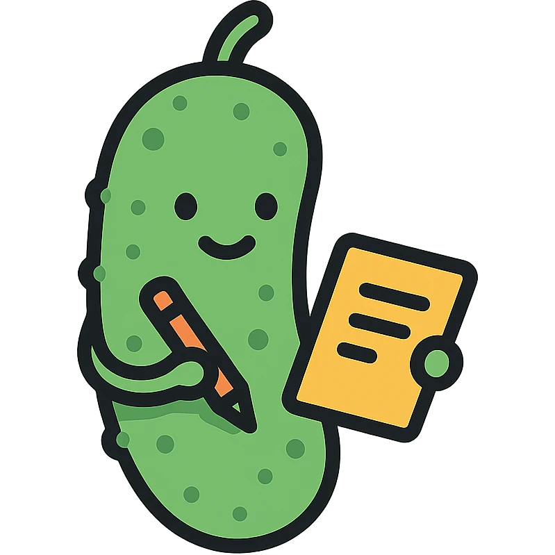 a pickle taking notes emoji
