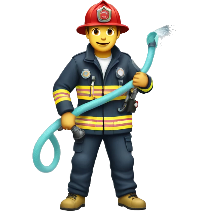 fire fighter, whole body, holding a hose emoji