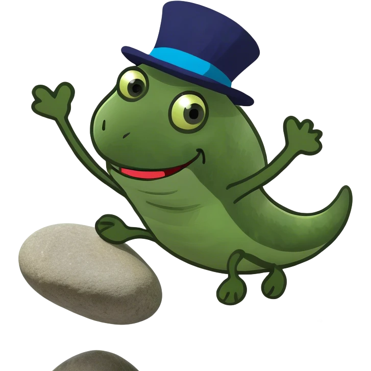 worm jumping over stones emoji