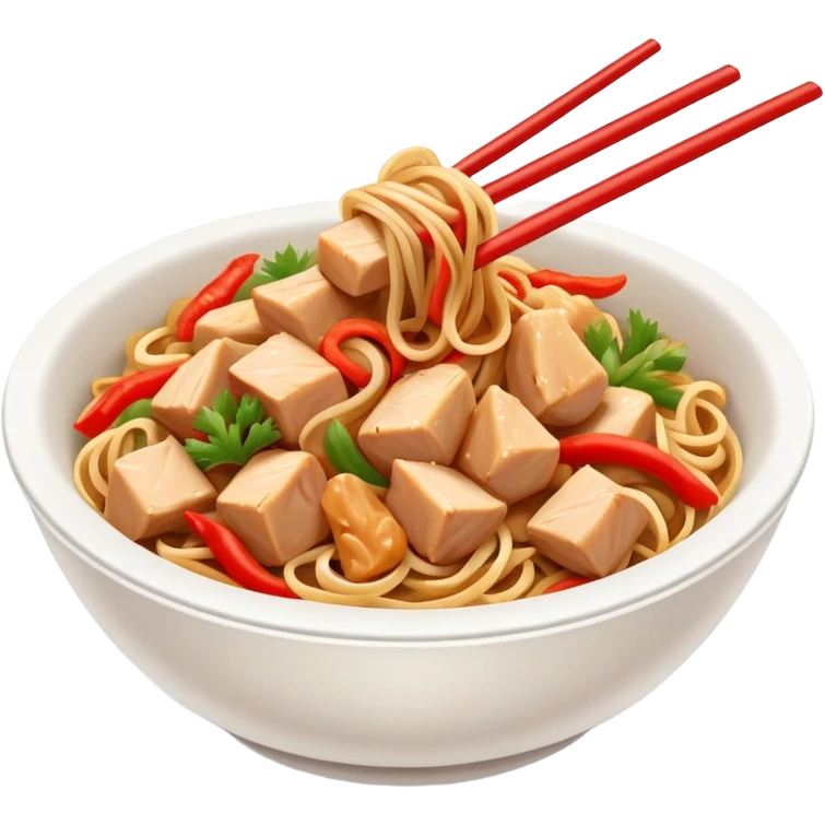 Diced chicken red pepper lo mein emoji
