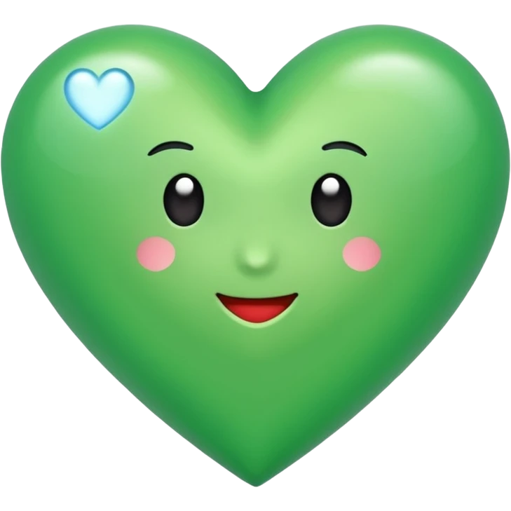 Un corazón de color verde en una tonalidad claridad con un poquito de brillitos emoji