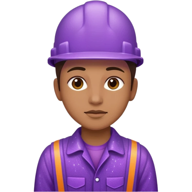 industrial worker wearing purple glittery clothes emoji
