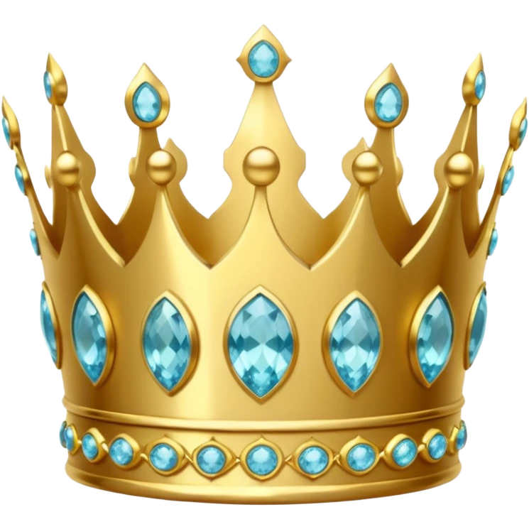 shiny gold crown with aquamarines emoji
