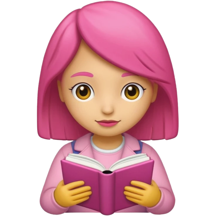 chica rosa pensando con libro ideas emoji