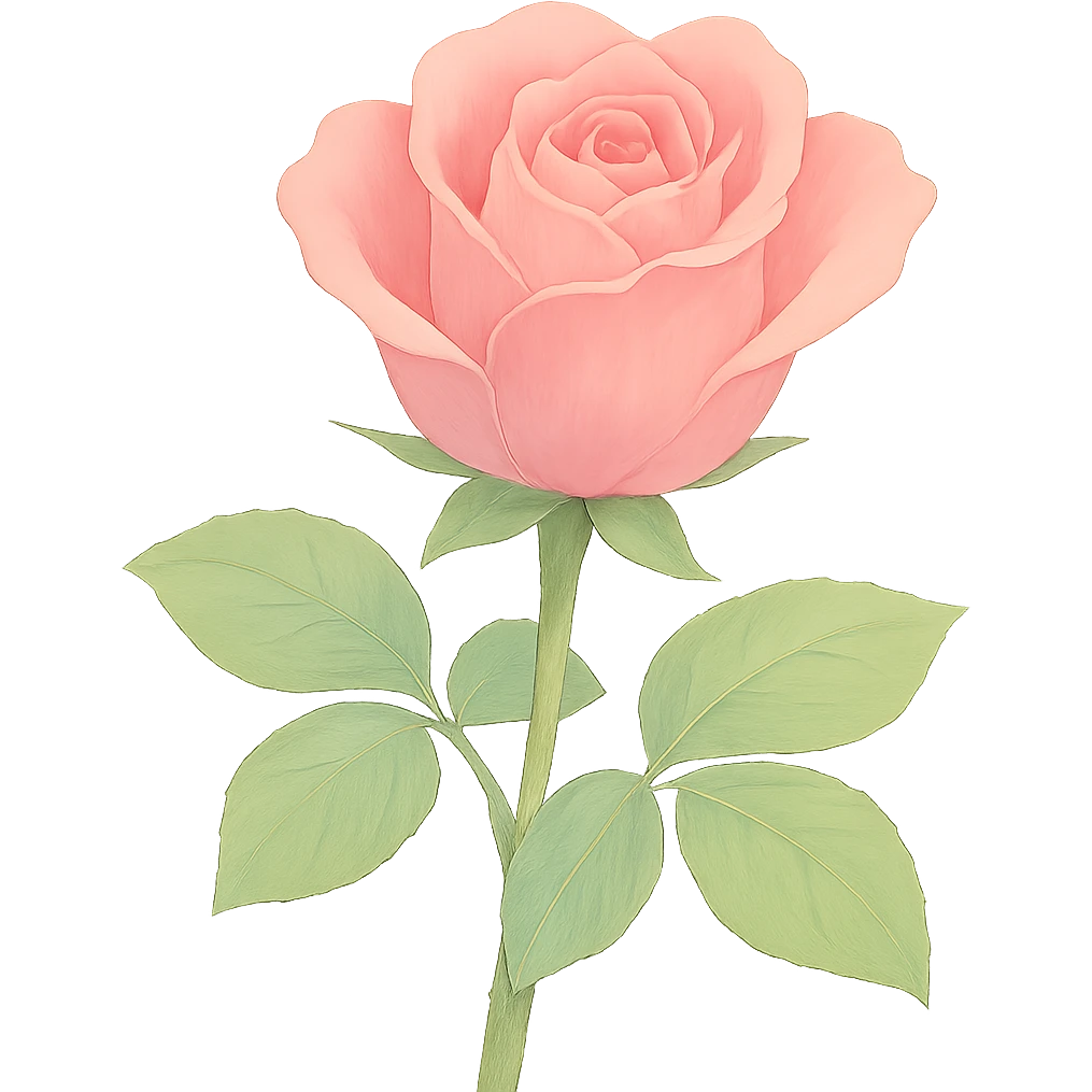 Remove all shadows, keep the realistic pink rose in Ghibli style with no background. emoji