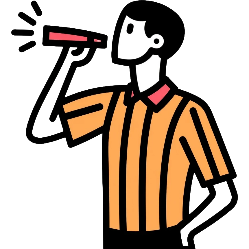 referee blowing a whistle, wearing striped shirt emoji