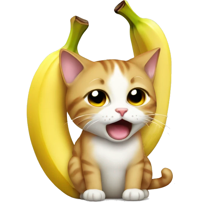 Cat cries at banana emoji