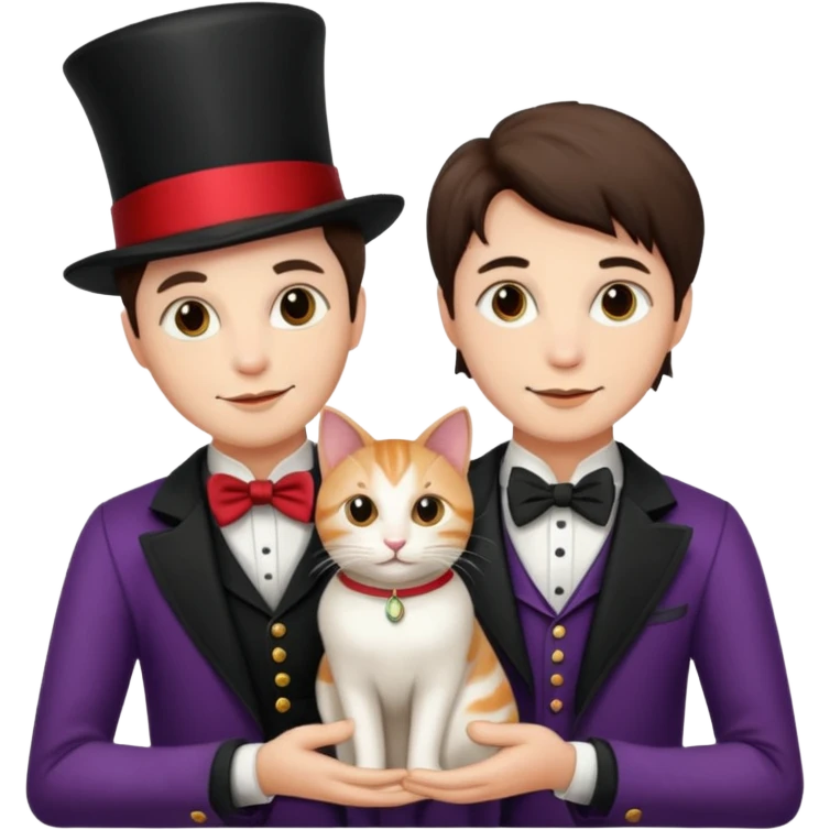 magician couple and their pet cat emoji