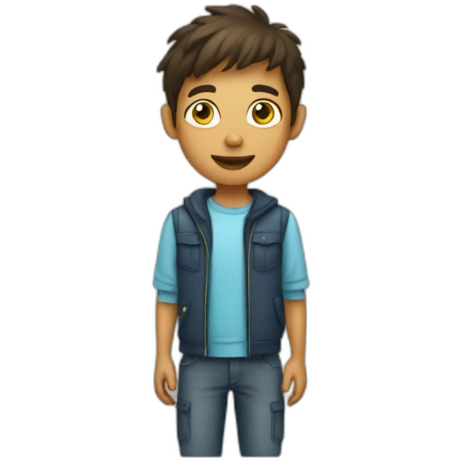 A Boy With mobile emoji