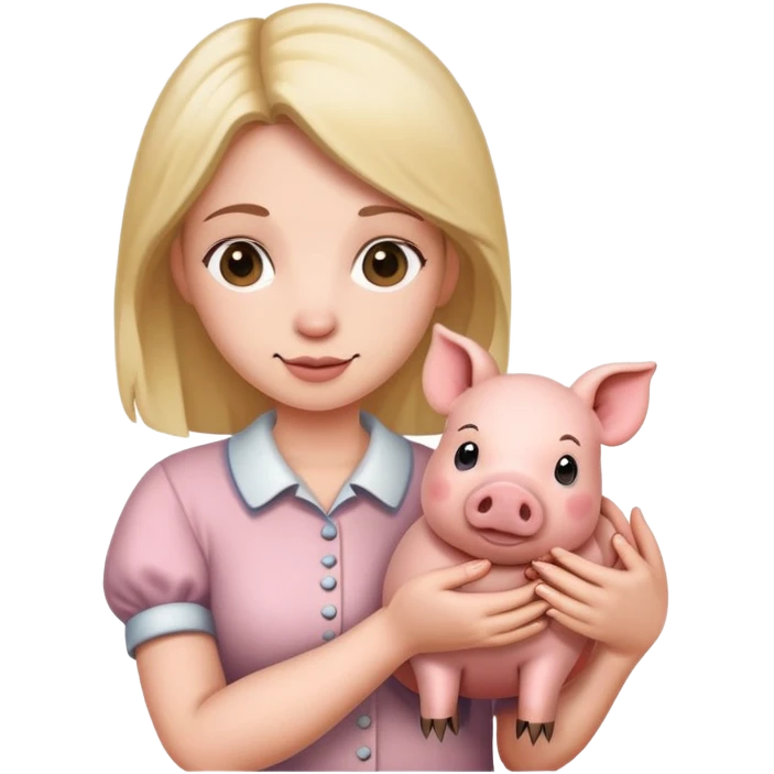 Schwein mit Frau am Hände halten  emoji