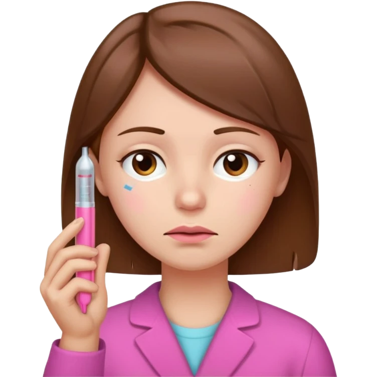 dolor de cabeza, garganta y un termómetro rosita con cabello marrón emoji