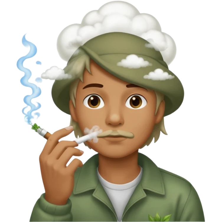 😮 face with 👌🏽hand to the mouth puffing on a weed joint emoji