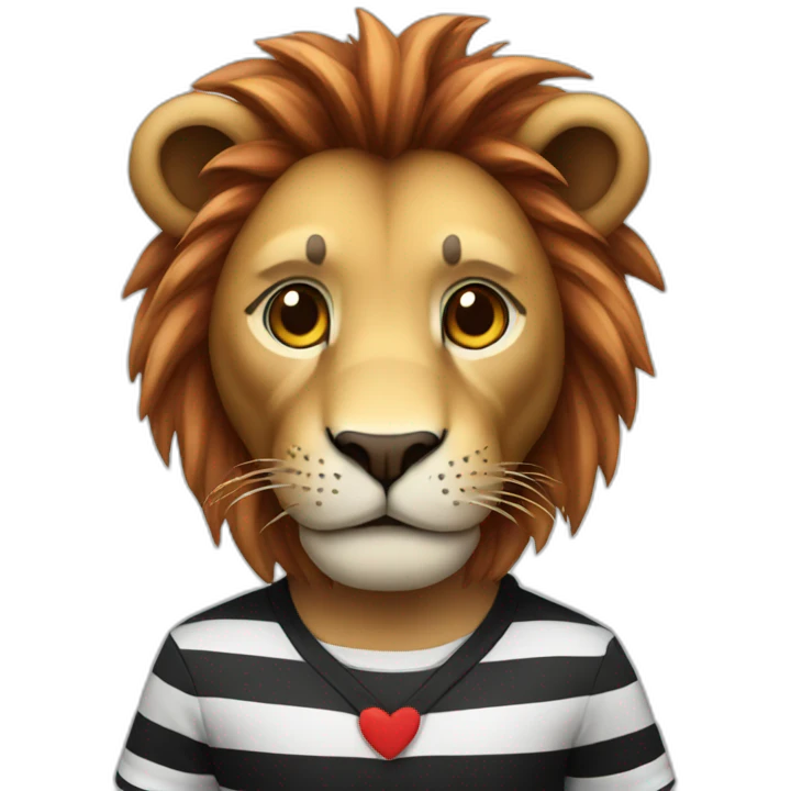 lion with black and red striped shirt emoji