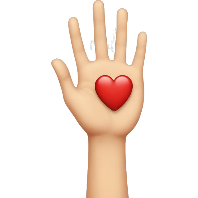 two hands with a heart emoji