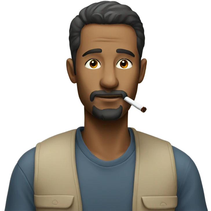 casual indoor portrait of man smoking emoji